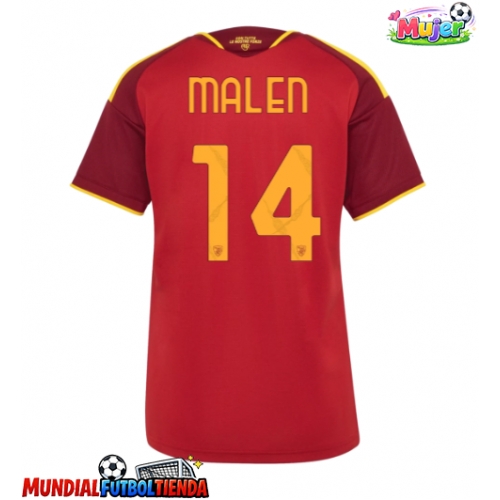 Camiseta AS Roma Donyell Malen #14 Primera Equipación Replica 2026-27 para mujer mangas cortas